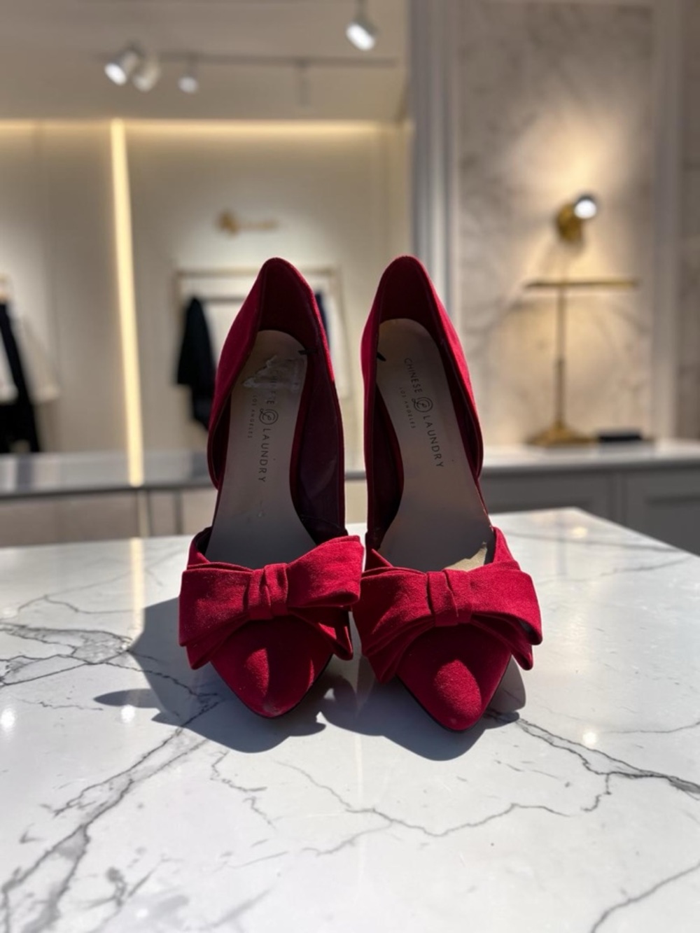 Chinese Laundry Red Bow Pointed Pumps
